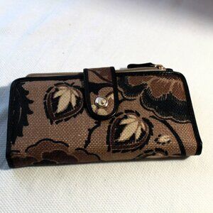 Spartina 449 Natural Linen & Leather Snap Wallet